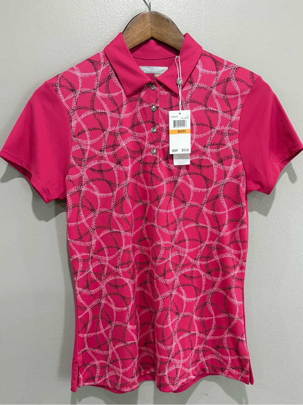 Callaway Women’s Hot Pink Short-Sleeve Golf Polo with Circle Print